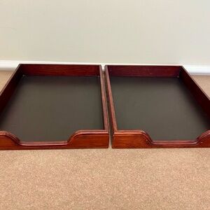 Set of 2 Vintage Eldon Woodline 2500 Desk Organizer Wood Box Letter Tray 1980s